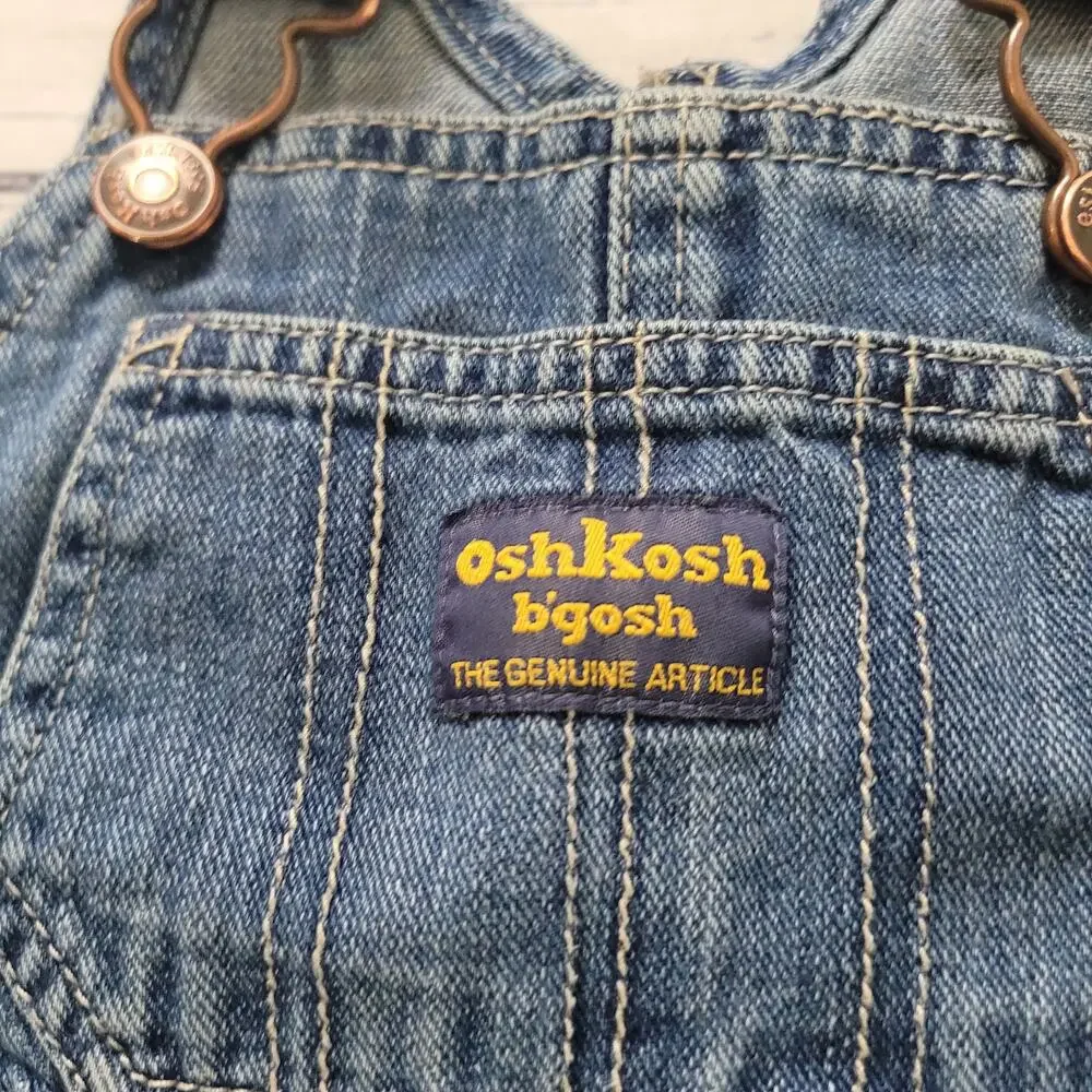 Oshkosh B'Gosh‎ Size 18mo Classic Medium Wash Long Overalls Bibs Jeans Denim